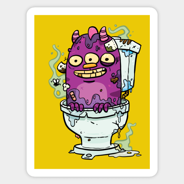Stinky Little Toilet Monster Sticker by striffle